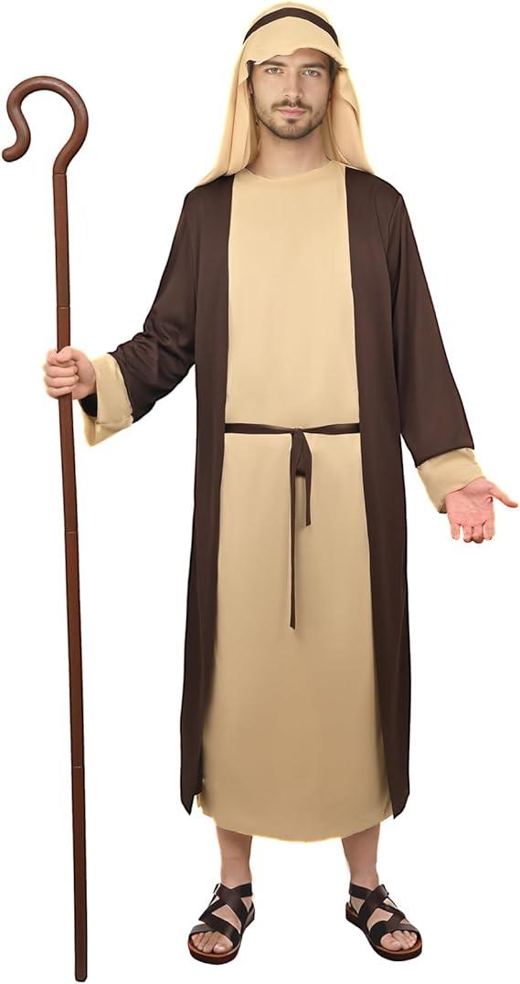 2Pcs Men Shepherd Costume,Halloween Christmas Robe Cosplay. Large