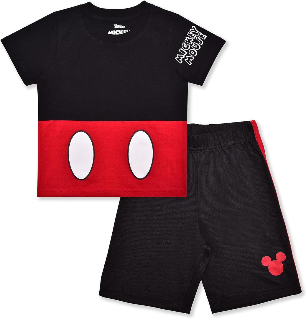 Disney Cars Mickey Mouse Monsters Inc. Toy Story Boys Short Sleeve T-Shirt and Shorts Set, Size 4T