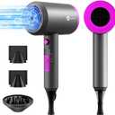 slopehill Professional Ionic Hair Dryer, Powerful 1800W Fast Drying Low Noise Blow Dryer with 2 Concentrator Nozzle 1 Diffuser Attachments for Home Salon Travel (Grey)