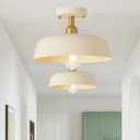 BCGMYLN Modern Semi Flush Mount Ceiling Light, 2-Packs Matte Cream Hallway Ceiling Light Fixtures,Mid Century Ceiling Lamp for Kitchen Hallway Entryway Bedroom Laundry Room (2 Packs)