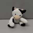 JUSTQUNSEEN Cow Stuffed Animal for Kids,8inch Sit Cow Toys Hand Knit Doll Baby Cute Doll Bed Time,Handmade Knit Animal Toy Soft Cotton Knitted Animals Teddy Bear Christmas Birthday Gifts (Knit Cow）