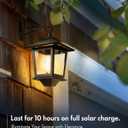 PASAMIC 2 Pack Solar Wall Lanterns with Replaceable Bulb,Outdoor Hanging Lights with 4 Solar Panels,Dusk to Dawn Led Outdoor Wall Sconce, Anti-Rust Waterproof Lanterns with Hooks,3000K Warm White