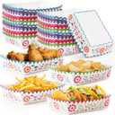 Mexican Taco Nights Food Trays - 60Pcs Mexican Flowers Wavy Edge Unassembled Tray Nacho Snack Candy Holder Disposable Paper Plate Holiday Birthday Carnival Party Supplies Food Container