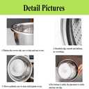 Stainless Steel Perforated Colander Strainer with Long Green Handle Sieve Sifters Use for Kitchen Food Pasta Noodles Spaghetti Vegetables Silver - 7.9inch