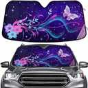 Fantasy Butterfly Flowers Windshield Sun Shade for Car Auto SUV Truck Foldable Front Window Sunshade Sun Visor Protector Block UV Rays Reflect Heat, 55" x 28"
