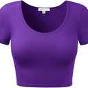 Women's Cotton Basic Scoop Neck Crop Top Short Sleeve Tops XXS