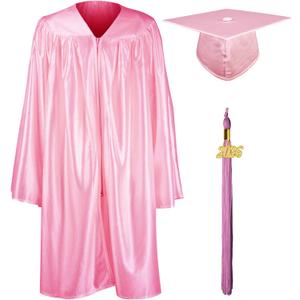 GraduationMall Shiny Kindergarten & Preschool Graduation Gown Cap Set with 2026, Tassel Pink, Size 30(3'9"-3'11")