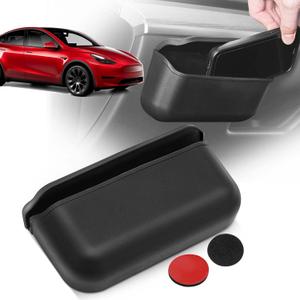 YHTAUTO Sunglasses Holder Center Console Organizer Fits 2024-2017 Tesla Model 3 & 2024-2020 Model Y, Key Card Coins Holder Storage Box with Lid, Flocking Tesla Accessories