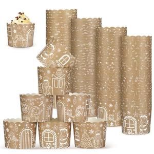 Chengu 120 Pcs Christmas Baking Cups Gingerbread Man Muffin Cup Merry Christmas Santa Claus Snowmen Paper Cupcake Dessert Candy Nut Cake Wrappers for Xmas Festival Party Supplies Decorations, 4 Style
