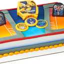 DecoSet Transformers Autobot Battle Cake Topper, 6-Piece Interactive Set of Transformer Decorations and Supplies for Party Cakes