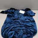 MEROKEETY Women's V Neck Wrap Velvet Maxi Wedding Guest Dress Bell Sleeve Split Bridesmaid Cocktail Party Formal Dresses, M, Teal