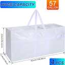Windyun 4 Pack 57 Gallon Extra Large Moving Bags XXL Heavy Duty Storage Bag with Strong Zipper Handle Jumbo Big Tote Box Foldable for College Dorm Travel Clothes Duffle Blanket Pillow(White)