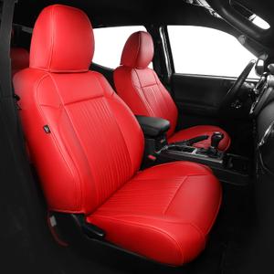 FREESOO Custom Fit for Toyota Tacoma Seat Covers, Front & Rear Fit 2005-2015 Full Coverage Waterproof Leather Truck Automotive Seat Covers, Tacoma Seat Covers Pickup Seat Protector (5 Seats, Red)