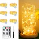 6 Pack Fairy Lights Battery Operated with Remote 7ft 20 LED Mini String Twinkle Lights Waterproof 8 Modes Firefly Starry Moon Lights for Mason Jars DIY Christmas Wedding Party Bedroom Decoration