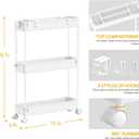 SPACELEAD Slim Storage Cart 3 Tier,Bathroom Organizer Rolling Utility, Mobile Shelving Unit Slide Out for Office, Kitchen, Laundry Room & Narrow Places,White