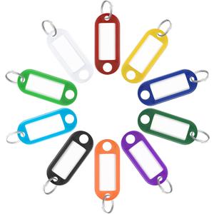 Uniclife 40 Pack Tough Plastic Key Tags with Split Ring Label Window, Assorted Colors (Multicolored)
