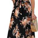 CzzzyL Women Nursing Dress Short Sleeve Floral Patchwork Ribbed Pregnancy Tie Waist Work Outfits Summer XL