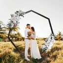 THORISE 7FT Wedding Arch, Heptagonal Wood Arch for Wedding Ceremony, Arbor Backdrop Stand for Garden Parties, Indoor, Outdoor, Wooden Arbor Rustic Farmhouse Theme