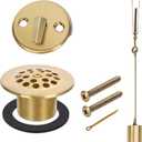 PRIMSOPH Trip Lever Overflow Faceplate Tub Drain Trim Kit with Linkage Conversion Kit Assembly Universal Fine Coarse Thread Replacement Brushed Gold