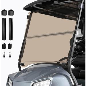 Tinted Golf Cart Foldable Windshield 3/16" (5MM) Thicken for Club Car Precedent 2004+, Tempo & Onward 2017+, 37.4" W×32.7" H, Fits 1"×1" Strut Rail Window Glass Replacement Scratch-Resistant
