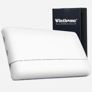 Winthome Memory Foam Pillow, Two-Sided Soft and Firm Neck Pillow for Sleeping, Suitable for Side, Back and Stomach Sleepers with Washable Cover