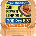 Air Fryer Paper Liners, 200pcs Air Fryer Liners Disposable, 6.3" Square Baking Liner for 2-4 qt Airfryer Basket, Non-stick and Oil Proof Parchment Paper for Oven, Pans & Baking