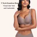 DOCUMO Wireless Bras for Women No Underwire Seamless Full Coverage Push Up Bras with Support and Lift, V Neck Bralette with Bra Extender(Grey,3X-Large) (XXXL)