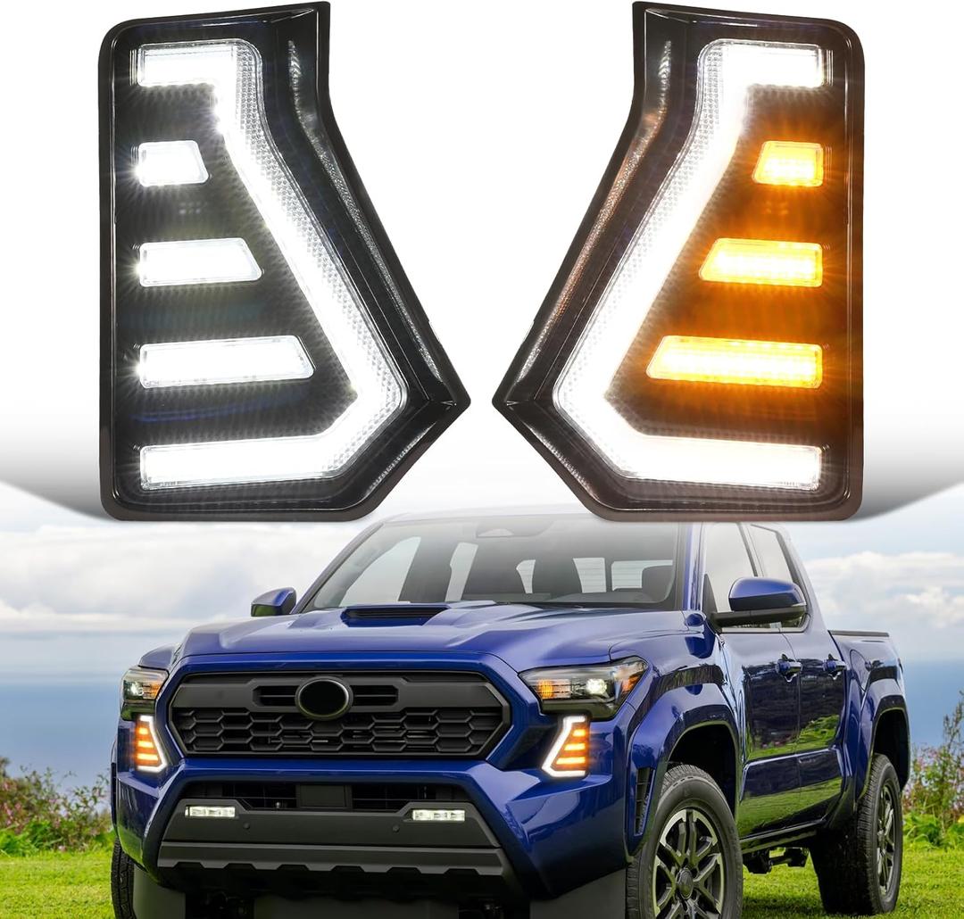 LED Fog Lights Daytime Running Lights fit For 2024 2025 Toyota Tacoma Fog lights Lamps Assembly 2024 Tacoma Accessories(DRL TypeC)