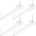 hykolity 4 Pack Linkable LED Shop Light, 4FT 44W [300W Equivalent], 4600lm, 5000K Daylight, Plug-in Utility Bay Light Fixture, Hanging or Surface Mount, White - Energy Efficient Lighting Solution