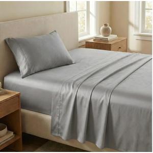 Beckham Hotel Collection Twin Sheet Set 100% Cotton, 500TC Luxury Sateen Bedding, 16” Deep Pocket, Moisture-Wicking, 3-Piece, Dark Gray