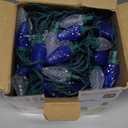 Minetom C9 LED Christmas String Lights - 82ft 100 LED Outdoor String Lights with Timer and 8 Lighting Modes, Plug in Extendable Roofline Lights String for Outside Yard Christmas Holiday Decoration (Blue and White)