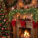 Dingion 1pcs 9ft Thicker Norfolk Pine Cypress Cedar Garlands with Green Berry, Artificial Soft Christmas Pine Garland, Green Greenery Garland for Table, Mantle, Stairs Railing Christmas Decorations