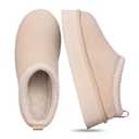 FITORY Womens Platform Slippers, Suede Ankle Boots with Fleece-lined for Indoor Outdoors Size 8 Beige