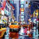 QUITEDEW Paint by Numbers Kit for Adults,Times Square Adult Paint by Number Kits,Street Scenery,Manhattan Square Painting by Number Adult City Night View 16 x 20 Inch
