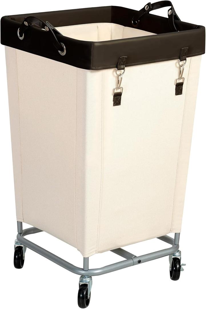 STO STO Laundry Hamper with Wheels, 160L Rolling Laundry Sorter Cart with Heavy Duty Steel Frame, Large Clothes Hamper with Handles for Bedroom, Bathroom, Laundry Room, Beige and Brown