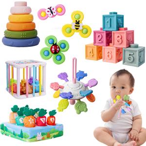 Baby Toys 6-12 Months, Montessori Toys for 1 Years Old, 6-in-1 Set Infant Toys with Sensory Toy, Spinner for Babies, Stacking Toy for Toddlers 1-3 Learning, Gifts for Toddler Newborn, 32PCS