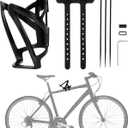 PSLER Bicycle Bottle Cage Base and Bottle Holder, PC Bike Water Bottle Holder with Screw-Free Mount for 22-45mm (0.86''-1.77'') Diameter Tubes, Black