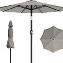 AreShark 9 FT Patio Umbrella for Outdoor, Outdoor Table Umbrella with Push Button Tilt and Crank, Outdoor Patio Umbrellas with 8 Sturdy Ribs for Market, Garden, Pool (Light Gray)
