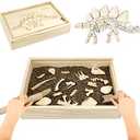 Dinosaur Excavation Archaeology Dig Kit for Kids, Fossil Explore Sensory Bin Toys, Dino Skeletons Bones Puzzle Game, Archaeology Science STEM Toys for Boys and Girls (Stegosaurus)
