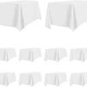 PureFit 10 Pack Rectangle White Table Cloths 90 x 132 Inch for 8Ft Tables, Stain and Wrinkle Resistant Table Linens for Home Use, Wedding, Party, Banquet and Camping