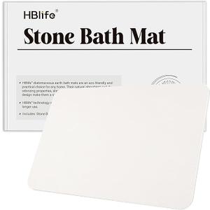 HBlife Stone Bath Mat, 23.5" X 15" Multipurpose Diatomaceous Earth Bath Mat for Bathroom, Stone Drying Mat for Kitchen Counter, Dog Water Bowl Mat, White