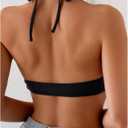 SOLY HUX Women's Halter Bikini Top Tie Back Bathing Suit Summer Beach Swimsuit Tops (Black, L)