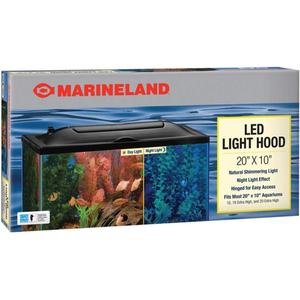 MarineLand LED Aquarium Hood 20 in x 10 in, Hinged Fish Tank Cover