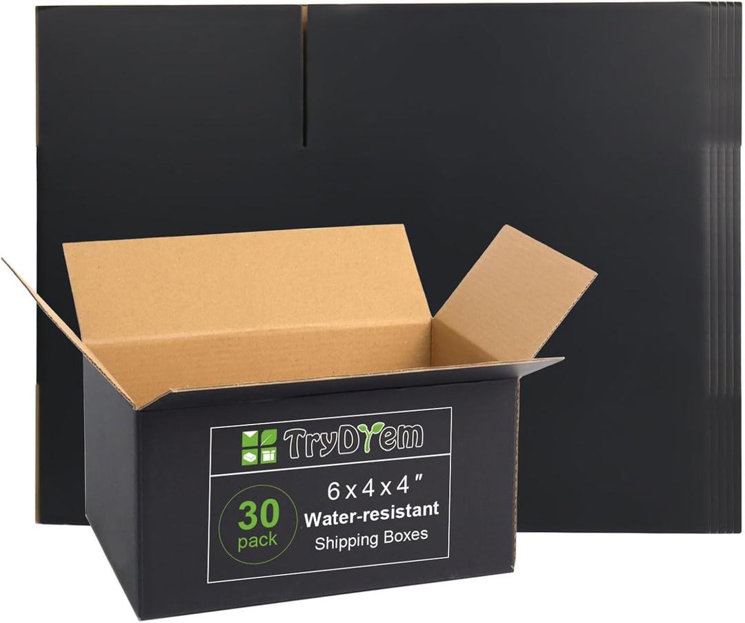 6x4x4 Inch Small Shipping Boxes 30 Pack, Black Corrugated Cardboard Box, Mailing Packaging Boxes for Small Business