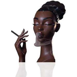 Sophisticated and Elegant Headscents-Head Incense Burner - Black Woman Smoking Head Incense Burner Design Calming Room Waterfall Decor and Unique Home Gift,Desk Decor (A)