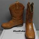 Rollda Kids Cowboy Boots for Boys Girls Western Square Toe Cowgirl Boots with Walking Heel (Toddler/ Little Kid/ Big Kid), Size: 4 Little Kid 