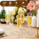 GuanQiao 24-Pack Plastic Champagne Flutes, 6oz Clear Square Disposable Toast Glasses, Heavy Duty Shatterproof Recyclable Wine Glasses for Party Wine Tasting Wedding New Years Eve Party Supplies