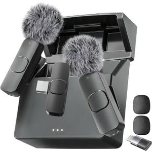 Mini Mic Pro (Latest Model – #1 Microphone for iPhone & Android, Wireless Mini Microphone, Clear Voice, Noise Cancelling, Lavalier Mic for TikTok, YouTube & Interviews (with Charging Case)