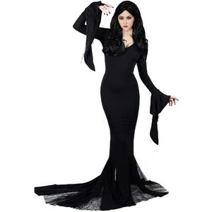 Cosplay.fm Women's Vintage Gothic Long Dress Witch Style Black Dress Halloween Family Cosplay Costume Dress (X-Large,Black)