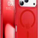 Newfuture Magnetic for iPhone 17 Pro Max Case [Compatible with Magsafe] [Military Grade Drop Protection] Translucent Matte Anti-Scratch Shockproof Protective Phone Cover 6.9 Inch, Red